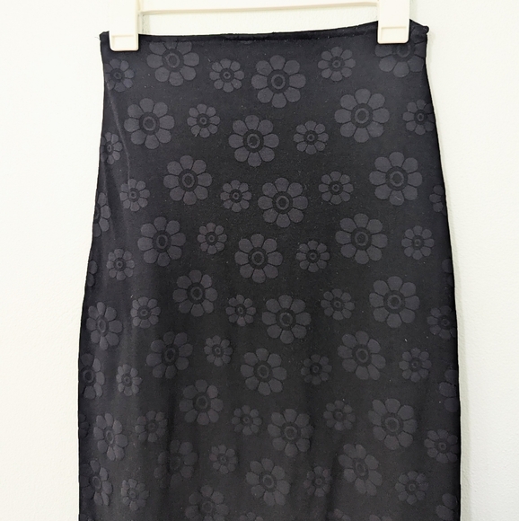 Vintage Y2K Floral Print Jacquard Pull On Maxi Dress Daisy Black Size Small S - Picture 2 of 8